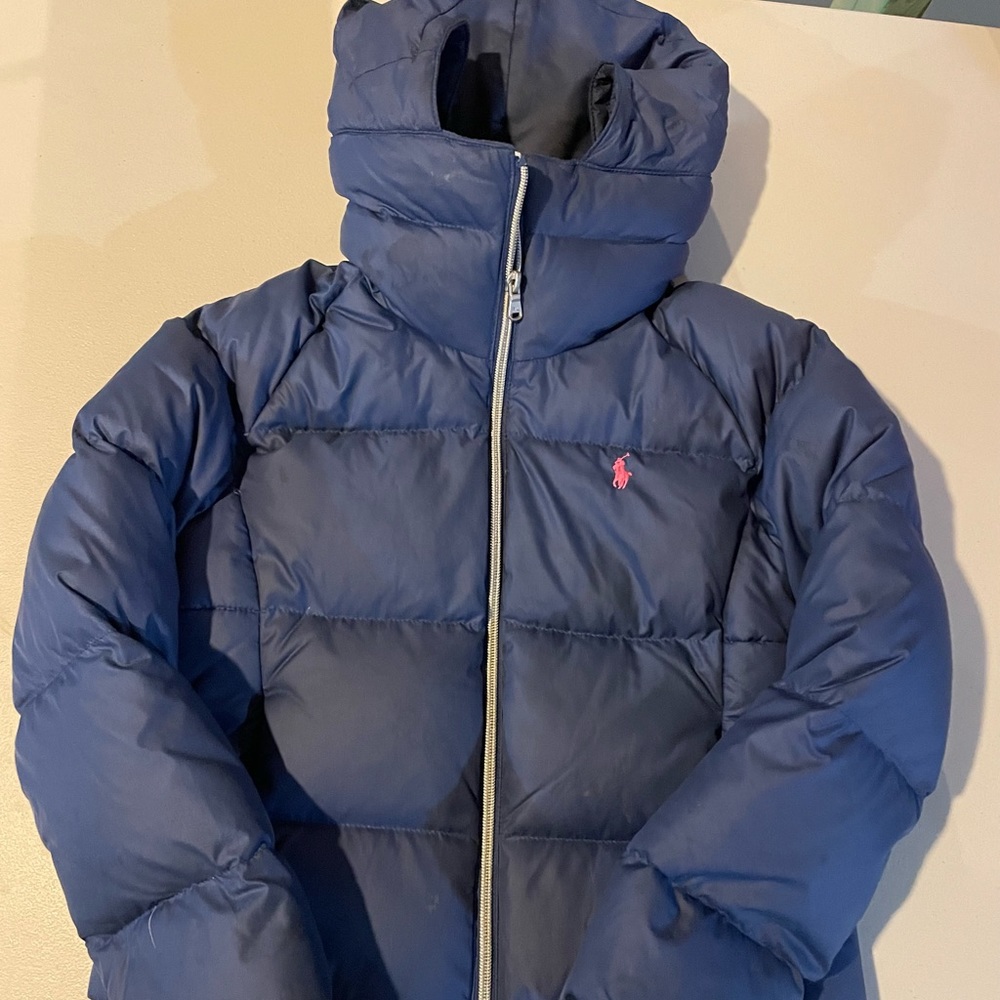 Polo (Ralph Lauren) Girls 8-10 (Blue) Puffer Hoodie